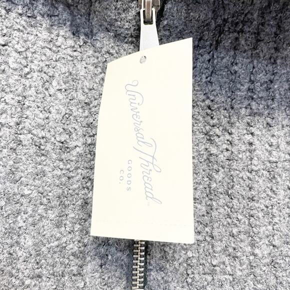 Universal Thread Gray Half Zip Ribbed Knit Collar Long Sleeves Sweater Size M - Picture 5 of 6